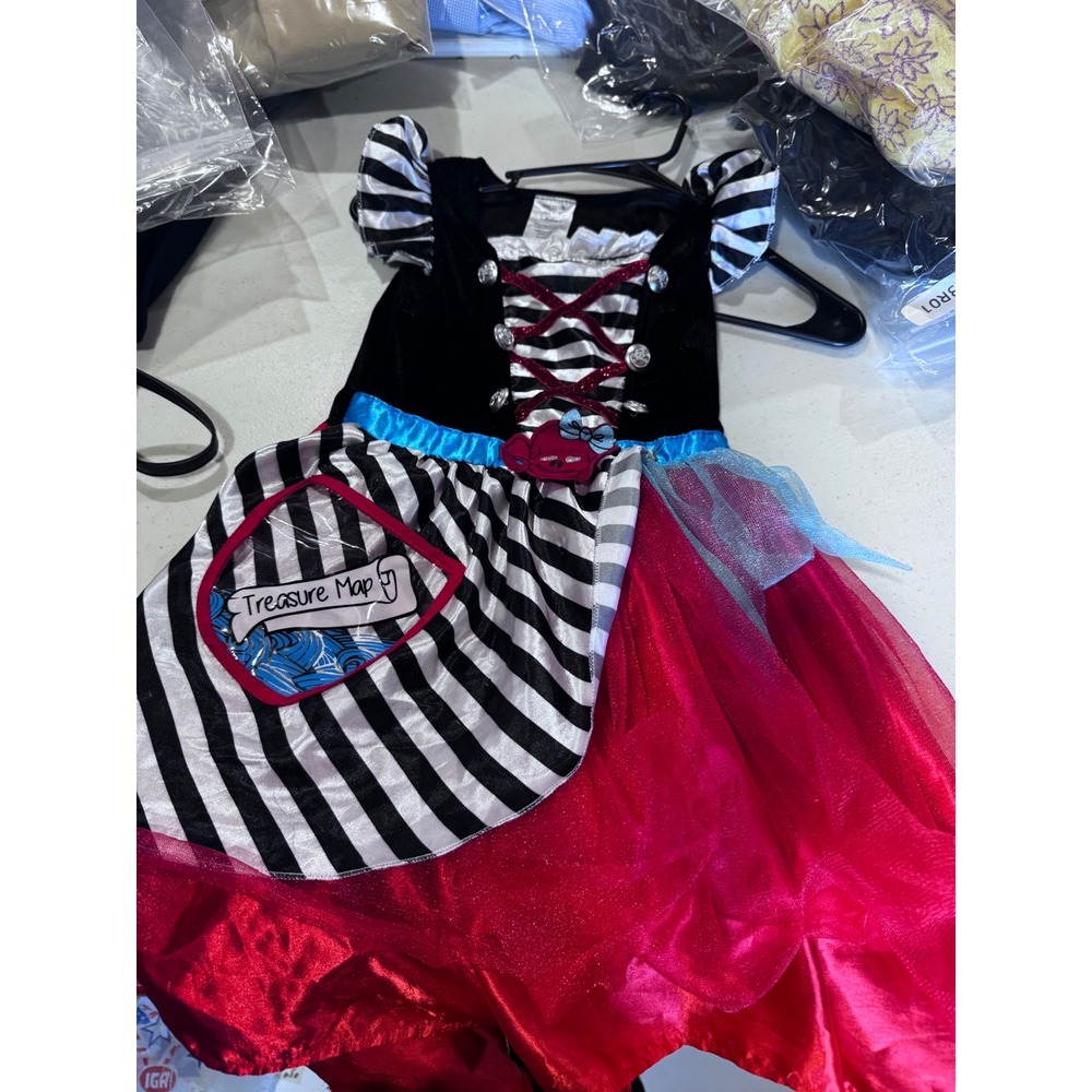 Spunicos Girls Pirate Costume Dress Red Black White Striped Tutu Size 5-6 Years